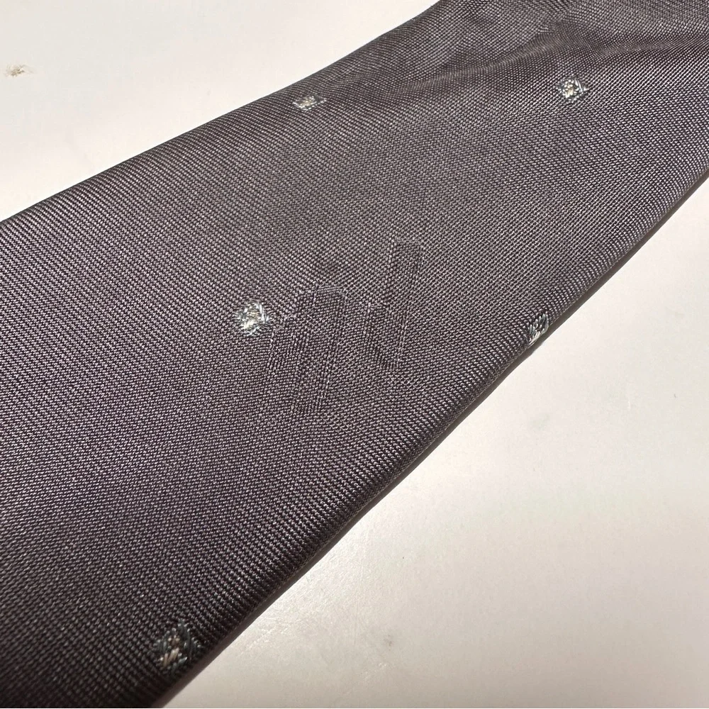 Vintage Christian Dior Necktie Mens Brown Gray Dot Lot of 2 Silk Blend Neckwear